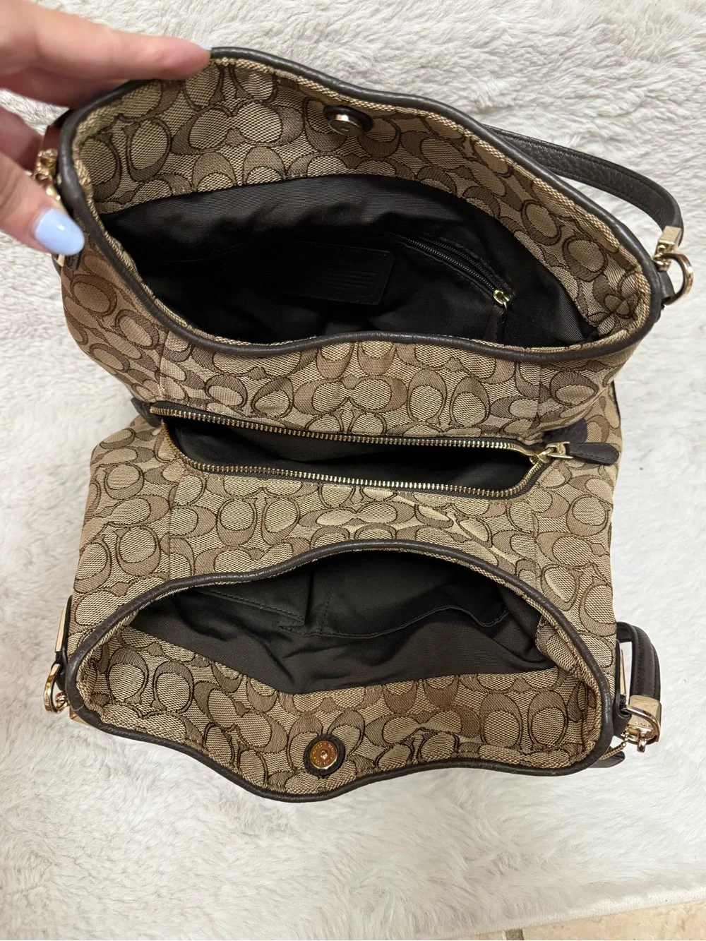 Coach Phoebe Shoulder Bag Tan/Brown Signature Canvas